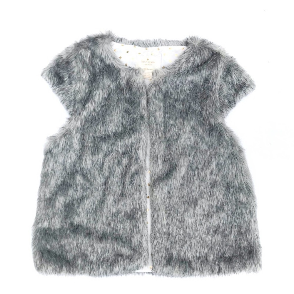 Kate Spade Gray Faux Fur Vest